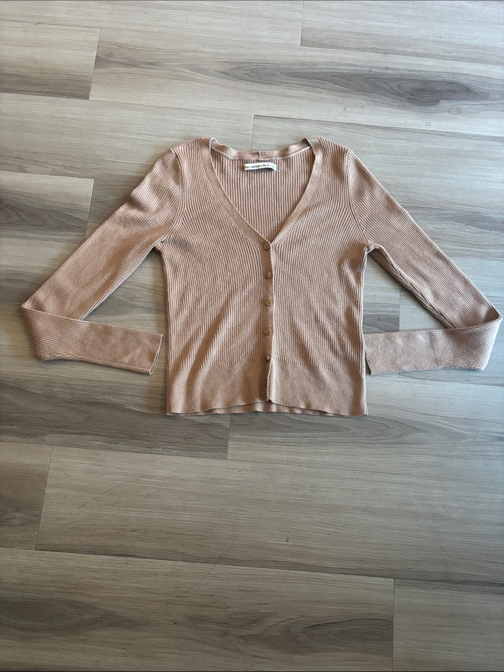 Abercrombie & Fitch Ribbed V-Neck Cardigan - cream
